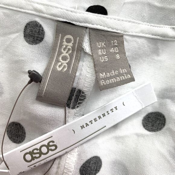 ASOS Womens Shirt Dress Maternity Nursing Polka Dot Button Down Relaxed Fit Sz 8 - Picture 9 of 11